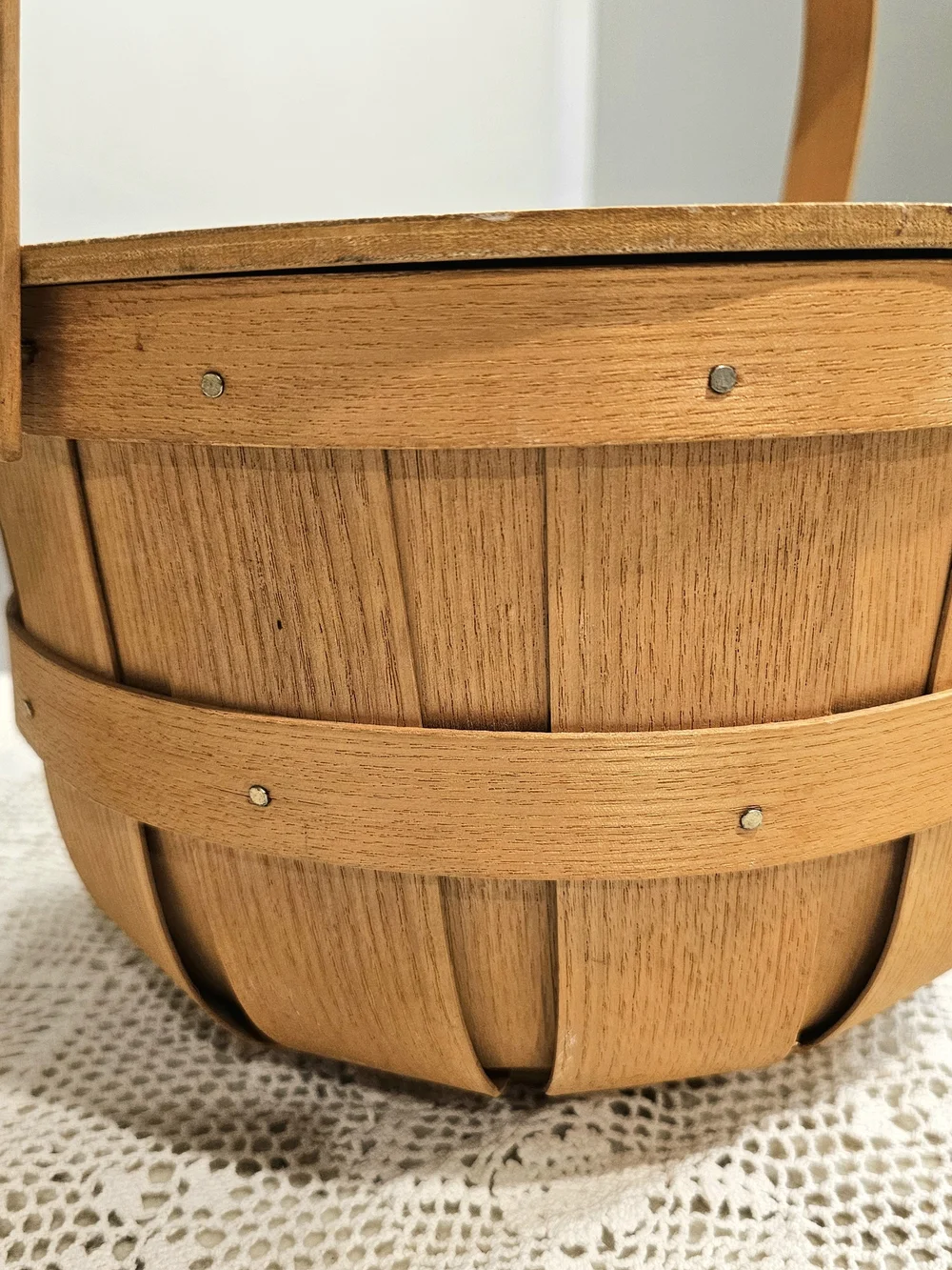 Anniversary Edition Natural Wood Gathering Basket with Lid Peterboro 1854-2004